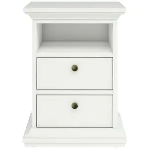 vivaladesign Chevet 2 tiroirs 1 niche HARLINGTON coloris blanc pas cher
