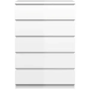 BUT Commode 5 tiroirs BEST LAK blanc laqué