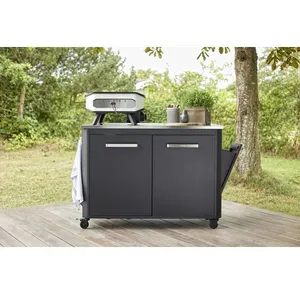 Cuisine extérieure double - COZZE - 120 cm - Plan de travail Inox - Noir pas cher