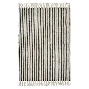 Nordal Tapis à rayures - blanc cassé / noir pas cher
