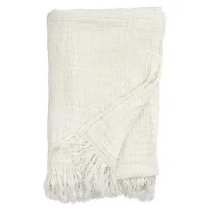 Comparateur de prix : Nordal Couvre-lit en lin à franges - blanc