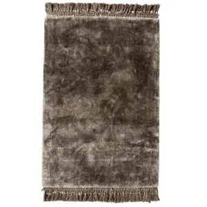 Nordal Tapis noble à franges - gris chaud 160x240 pas cher