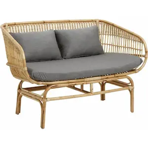 Comparateur de prix : Nordal Canapé en rotin avec coussins gris