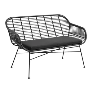 Nordal Banc de jardin avec coussin - noir pas cher