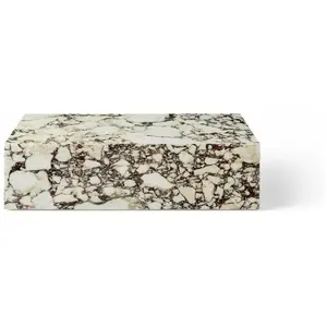 Table basse rectangulaire en marbre beige et marron 100 x 60 cm Plinth Low - Audo