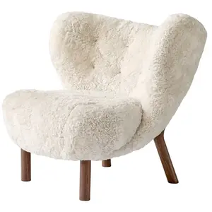 &tradition Fauteuil en peau de mouton et pieds en noyer Little Petra V...