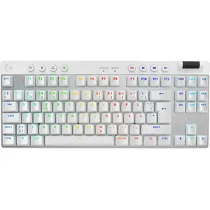 Comparateur de prix : Logitech G PRO X TKL - Clavier - backlit - sans fil - Bluetooth, 2.4 GHz - QWERTY - Nordique (Danois/Finnois/Norvégie - commutateur : Tactile - blanc