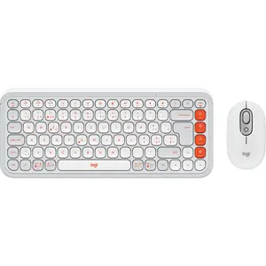 Logitech Ensemble clavier et souris POP Icon en Blanc Cassé Et Orange pas cher