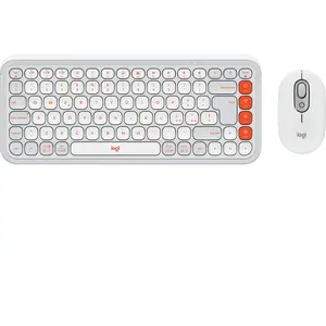 Comparateur de prix : Logitech Ensemble clavier et souris POP Icon en Blanc Cassé Et Orange
