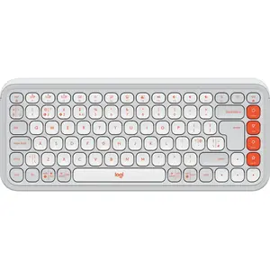 Logitech Clavier Bluetooth POP Icon Keys en Blanc Cassé Et Orange pas cher