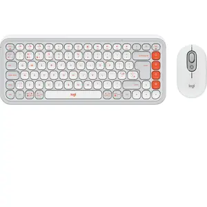 Logitech Ensemble clavier et souris POP Icon en Blanc Cassé Et Orange pas cher