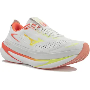 Mizuno - Sky Prime - Chaussures running femme GF White / Lime Pulp / Lava Orange - 42 pas cher