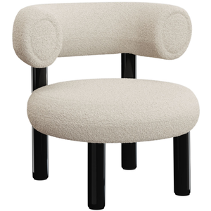 Tom Dixon - Fauteuil rembourré Fat - Blanc - Tissu Elle Saccho - Desig...