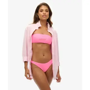 Superdry Haut de bikini bandeau pour femme avec logo, Rose paparazzi, M pas cher