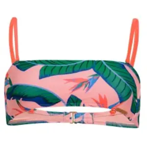 Superdry Haut de bikini bandeau pour femme avec imprimé tropical, Malibu Pink Paradise, XS pas cher