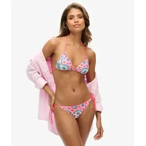 Superdry Haut de bikini triangle avec lacets, Bandana rose, M pas cher
