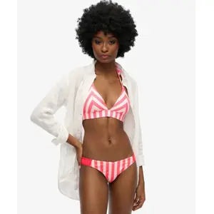 Superdry Haut de bikini triangle rayé pour femme, Rayé rose., M pas cher