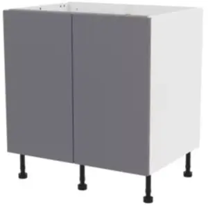 Meuble bas de cuisine avec 2 portes GoodHome Stevia gris brillant L. 80 x H. 72 cm pas cher