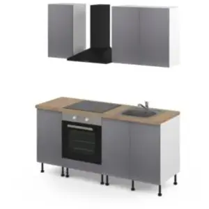 Cuisine complète GoodHome Stevia gris brillant sans électroménager