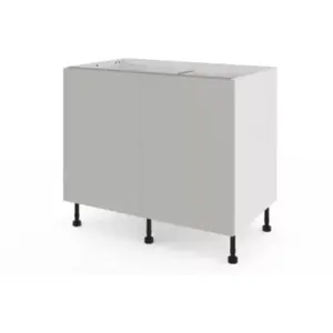 Meuble bas de cuisine avec 2 portes GoodHome Stevia gris mat L. 100 x ...