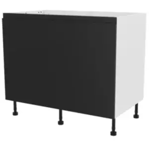 Meuble bas de cuisine blanc mat avec 2 portes noir mat l.100 x H.72 cm...