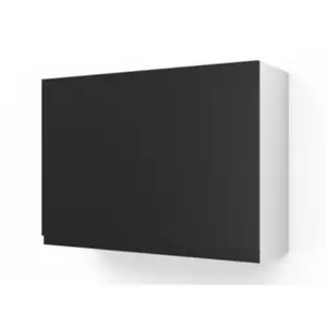 Meuble haut de cuisine blanc mat avec 2 portes noir mat l.100 x H.72 c...