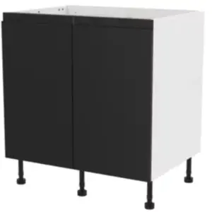 Meuble bas de cuisine avec 2 portes GoodHome Garcinia noir L. 80 x H. 72 cm