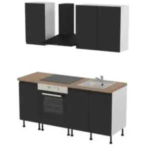 Cuisine complète sans électroménager Garcinia noir mat GoodHome pas cher