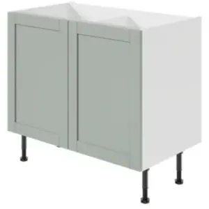 Meuble bas de cuisine avec 2 portes GoodHome Ash vert sauge et blanc L... pas cher