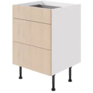 Meuble bas de cuisine avec 3 tiroirs GoodHome Chia effet chêne clair e... pas cher