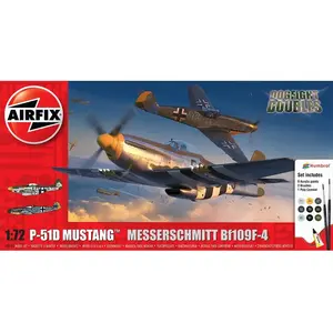 Comparateur de prix : Airfix Maquettes : P-51D Mustang vs Bf109F-4 Dogfight Double