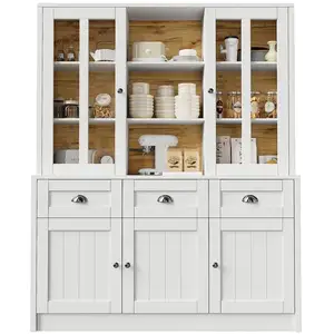 MERAX Buffet de cuisine 5 portes 3 tiroirs - 140 cm blanc mdf buffet d... pas cher