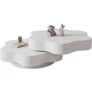 MERAX Table basse pivotante forme atypique blanc - 67,5x74,8 cm pannea... pas cher