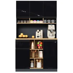 MERAX Buffet de cuisine 5 portes 1 tiroir - 105 cm noir mdf buffet de ... pas cher