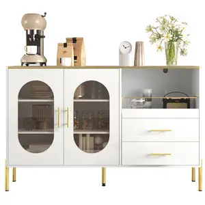 MERAX Buffet 2 porte(s) 2 tiroir(s) - 140 cm blanc mdf buffet blanc pas cher