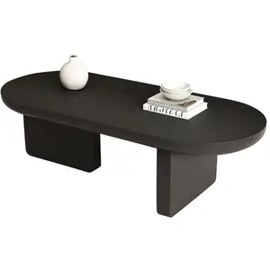 MERAX Table basse ovale noir - 49,8x119,7 cm mdf table basse noir pas cher