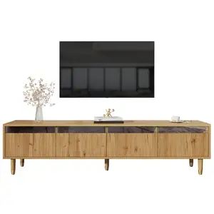 MERAX Meuble tv naturel 178 cm mdf meuble tv naturel pas cher