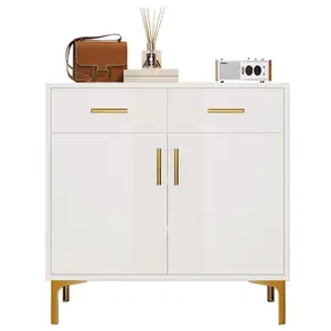 MERAX Buffet 2 porte(s) 2 tiroir(s) - 80 cm blanc buffet blanc pas cher