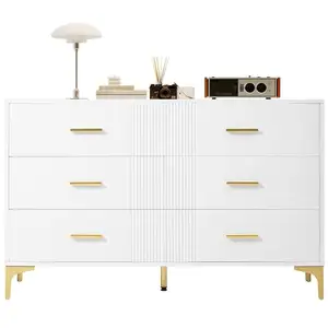 MERAX Commode 6 tiroir(s) 0 niche(s) coloris blanc largeur 120 cm mdf pas cher