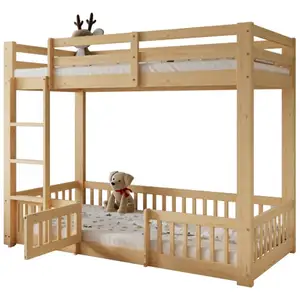 MERAX Lit superposé 90x200cm coloris naturel lit enfant naturel pas cher
