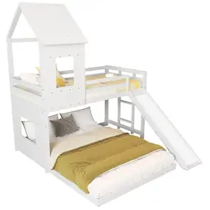 MERAX Lit superposé 90140x200cm coloris blanc lit enfant blanc pas cher