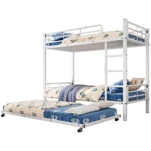 MERAX Lit superposé 90x190200cm coloris blanc lit enfant blanc pas cher