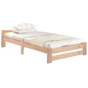 Lit simple 90x200cm coloris naturel lit enfant naturel