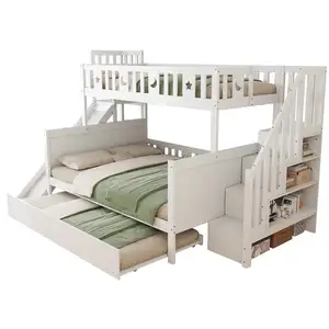 MERAX Lit superposé 140x200(90x200) cm coloris blanc bois massif pas cher