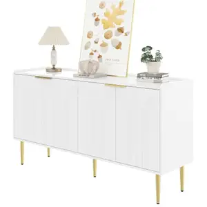 MERAX Buffet 4 porte(s) 0 tiroir(s) - 140 cm blanc mdf buffet blanc pas cher