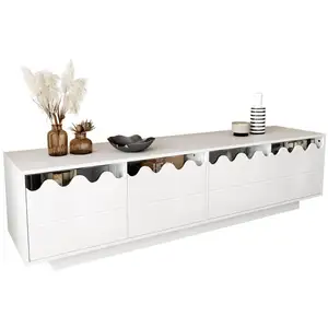 MERAX Meuble tv blanc 170 cm mdf meuble tv blanc pas cher