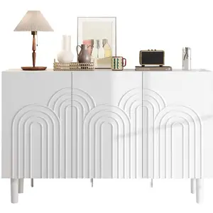 MERAX Buffet 3 porte(s) 0 tiroir(s) - 120 cm blanc mdf buffet blanc pas cher
