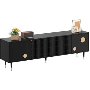 MERAX Meuble tv noir 170 cm mdf meuble tv noir pas cher