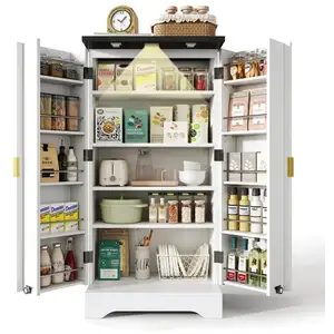 MERAX Buffet de cuisine 2 portes 0 tiroir - 60 cm blanc led mdf buffet... pas cher