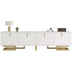 MERAX Meuble tv blanc 160 cm panneau de particules meuble tv blanc pas cher
